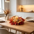 thumbnail image 6 of 10.2" Fall Sunflower & Maple Leaf Candle Ring Wreath, Thanksgiving Tabletop Faux Floral Centerpiece with Mini Pumpkins & Pinecones, Autumn Harvest Pillar Candle Holder Decoration, 1 Pack, 6 of 7