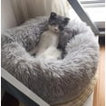 thumbnail image 4 of BODISEINT Modern Soft Plush Round Pet Bed for Cats or Small Dogs, Mini Medium Sized Dog Cat Bed Self Warming Autumn Winter Indoor Snooze Sleeping Cozy Kitty Teddy Kennel (M(23.6”Dx7.9 H), Light Grey), 4 of 9