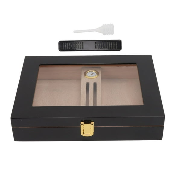 ZOUSSIQI Cigar Humidors Box High Grade Cedar Wood Cigar Humidor Portable Constant Humidity Cigar Case Black JU316-38319