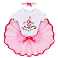 thumbnail image 3 of IBTOM CASTLE Toddler Baby Girls 1st/2nd/3rd Birthday Outfit Bunting Fancy Princess Romper+Rainbow Tutu Skirt+Headband 3PCS Clothes Set 2 Years Pink, 3 of 8