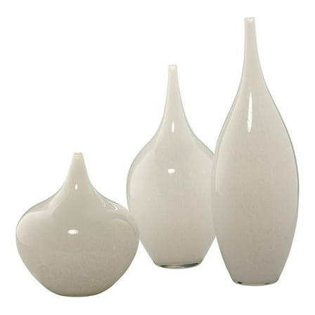 Maklaine Contemporary Glass Decorative Vases in White (Set of 3)