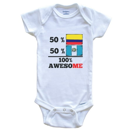 

50% Colombian 50% Guatemalan 100% Awesome Colombia Guatemala Flags Funny One Piece Baby Bodysuit