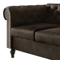 thumbnail image 4 of Home Design Kelso Velvet Rolled Arm Sofa with Deep Button Tufting, Nailhead Trim and Turned Legs, Brown, 4 of 6