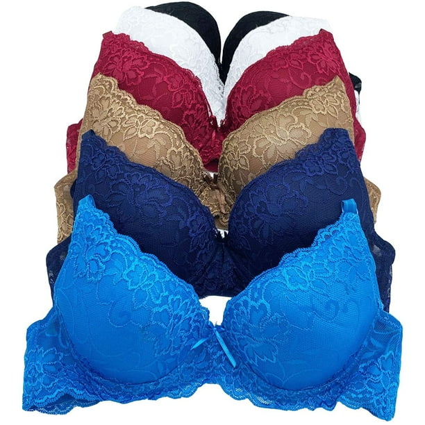 Brag 6 Packs Pushup Underwired Gentle Push Up Bra B and C Cup (36B)