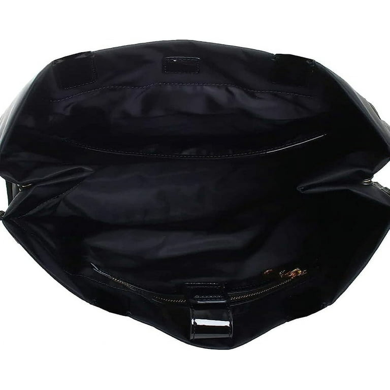 Tory Burch Ella Patent Recycled Nylon Tote Bag In Black