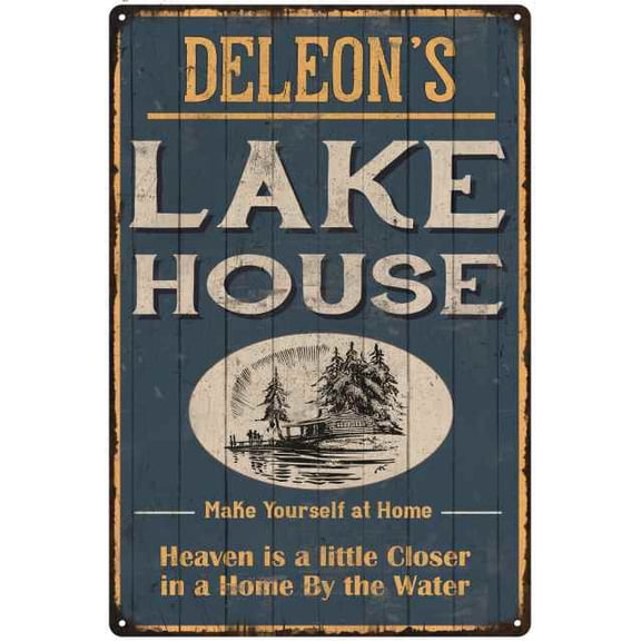 DELEON'S Lake House Blue Cabin Home Decor Gift 8x12 Metal 208120038460