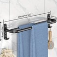 thumbnail image 1 of Maximize Your Bathroom Space with our Stylish 1pc Punch Free Folding Towel Rack - Wall-Mounted Shower Hanger with Hook and Bathroom Shelf in Black/Gray, 1 of 5