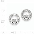thumbnail image 2 of Sterling Silver Rhodium Plated CZ Claddagh Post Earrings QE9223, 2 of 2
