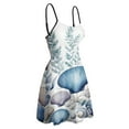 thumbnail image 4 of Blue Seashell Floral Print Sweet Elegant Slip Dress Women Korean Kawaii Dress, 4 of 6