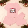 thumbnail image 4 of SuTry Women 3 Piece Christmas Pajamas Shorts Sleepwear Crew Neck Shirt Shorts and Long Pants Christmas Print Top and Loose Pants Set(Pink,2XL), 4 of 8