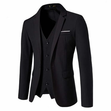 TFEOQRY Blazer Overcoat for Men Solid Color Single Breasted Closure Collar Suit Long Sleeved Lapel Suit Jacket Black