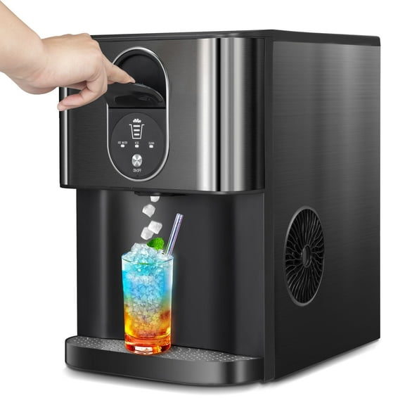 Auseo Ice Maker Countertop with Soft Chewable Ice, 44 Lbs/24H, Self-Cleaning, One-Click Operation for Home/Party(Black)