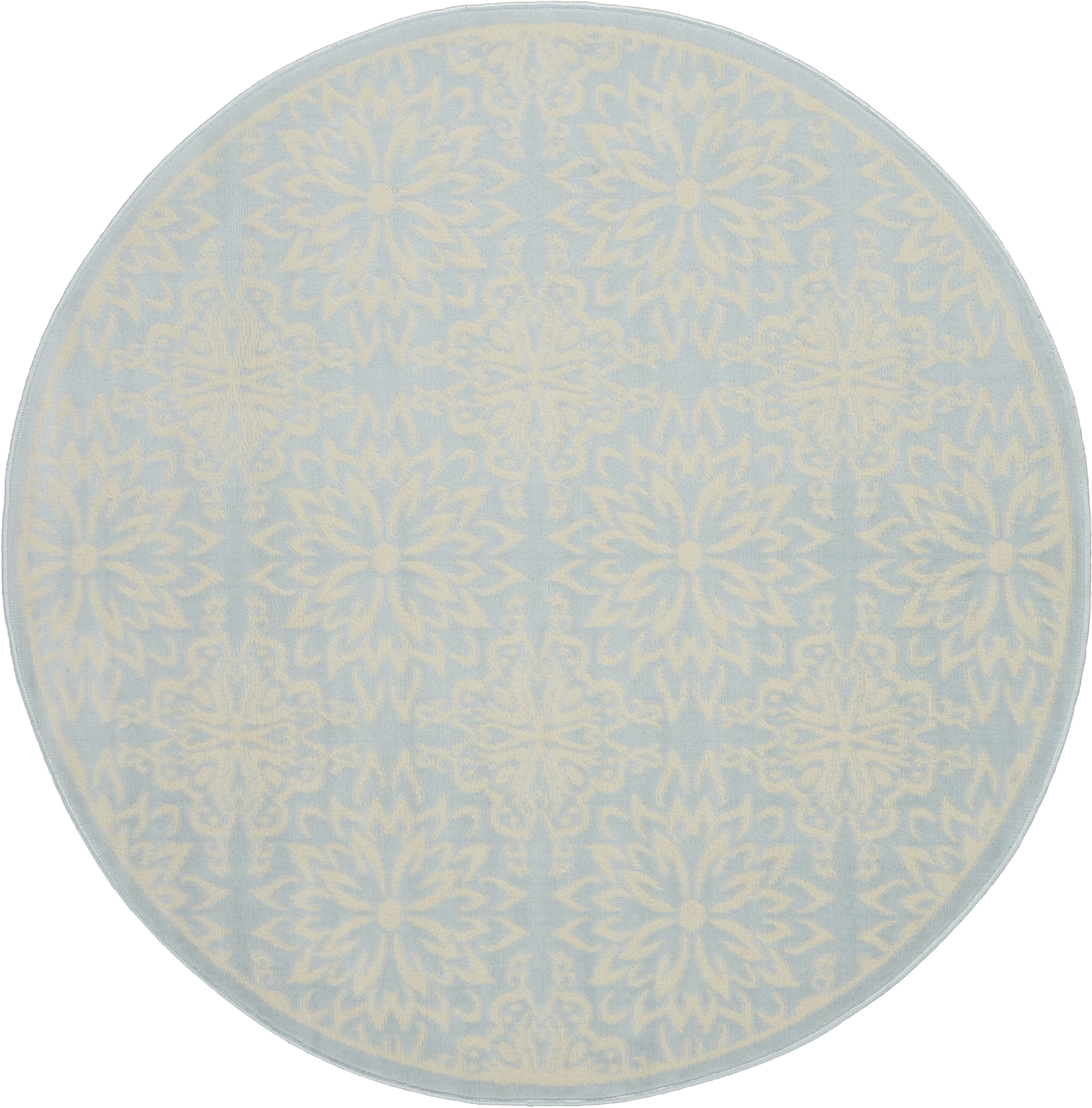 Walmart Bliss Modern Floral Ivory/Light Blue 5'3" x Round Area Rug, (5' Round)