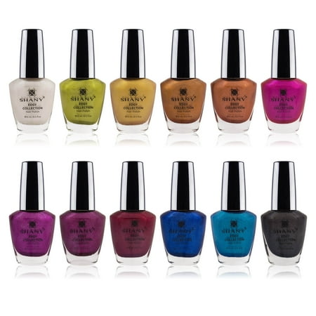 SHANY Edgy Collection Nail Polish Set - 12 Rebellious Shades with Gorgeous Metallic and Shimmer Finishes in Neutral and Bright