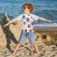 thumbnail image 3 of FORMRS Boys Rash Guard Short Sleeves Swim Shirt Quick Dry UPF 50+ Sun Protection, Sizes 3-12T, Star Spangled Helmets, 3 of 6