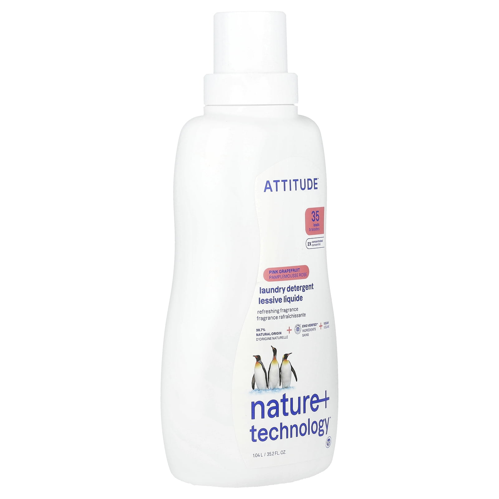 ATTITUDE Laundry Detergent, Pink Grapefruit, 35.2 fl oz (1.04 l)