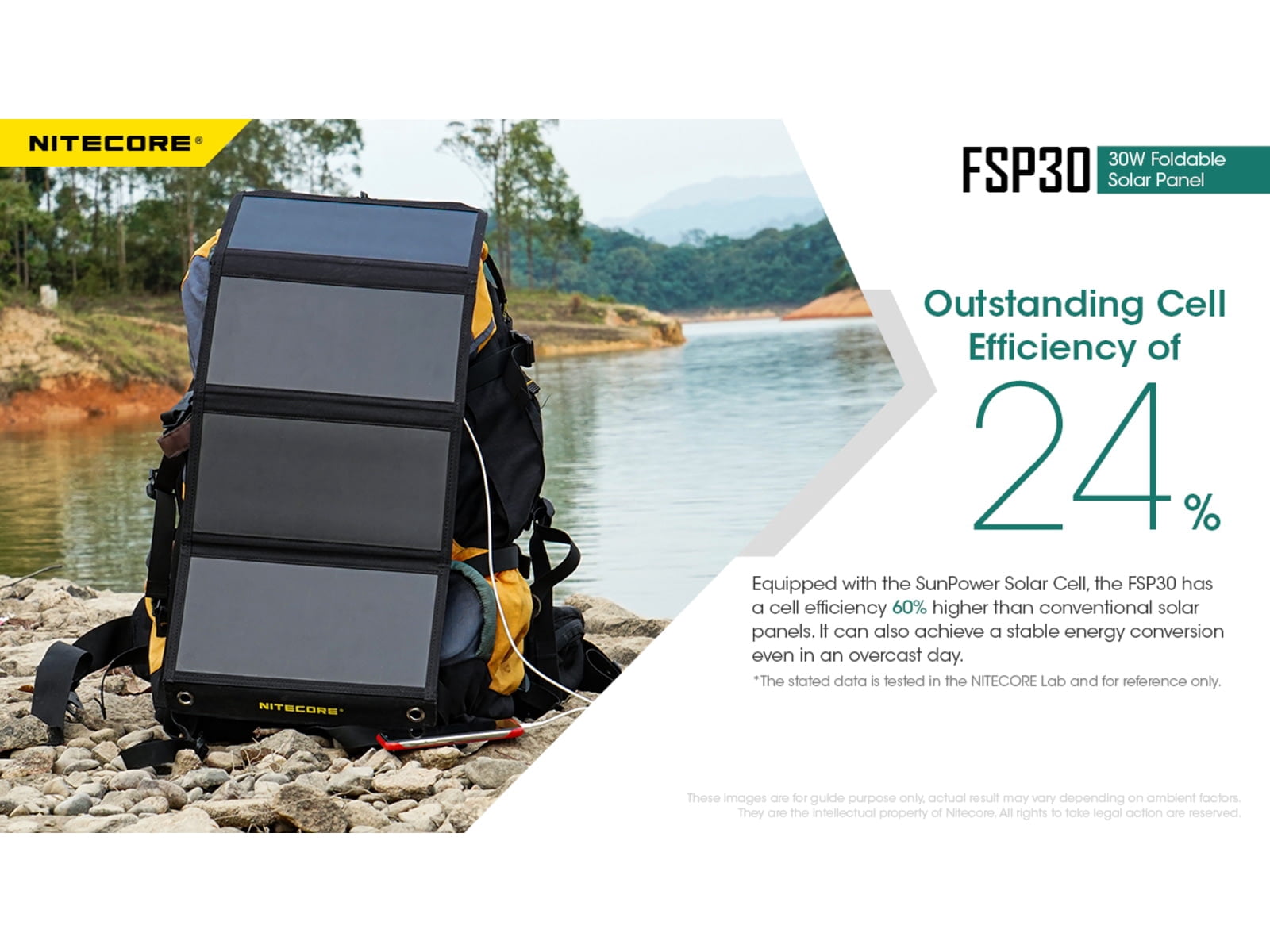 Nitecore FSP30 30W Foldable Solar Panel, Black