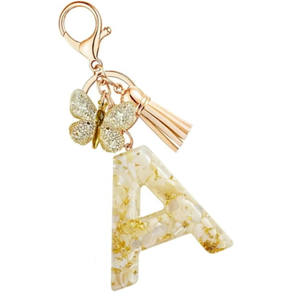 EONQY Alphabet Initial Letter Keychain, Resin Cute Keychains with Tassel Letter Pendant Charm