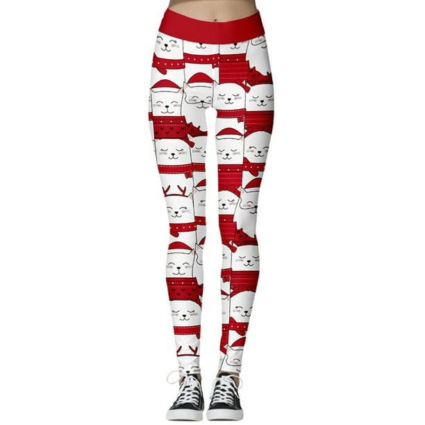 DYMADE Womens Christmas Workout Leggings Footless Fun Graphic Printed Cute  Patterns Skinny Pants 