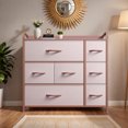 thumbnail image 5 of ModFusion 7 Drawer Rose Gold Fabric Dresser for Bedroom, Living Room & Hallway with Sturdy Steel Frame & Wooden Top, 5 of 7