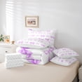 thumbnail image 6 of jejeloiu Purple Bowknot Bow 7-Piece Bedding Comforter Set,Cute Ribbon Bow Tie King Bedding Sets For Girl Teens Reversible, 6 of 8