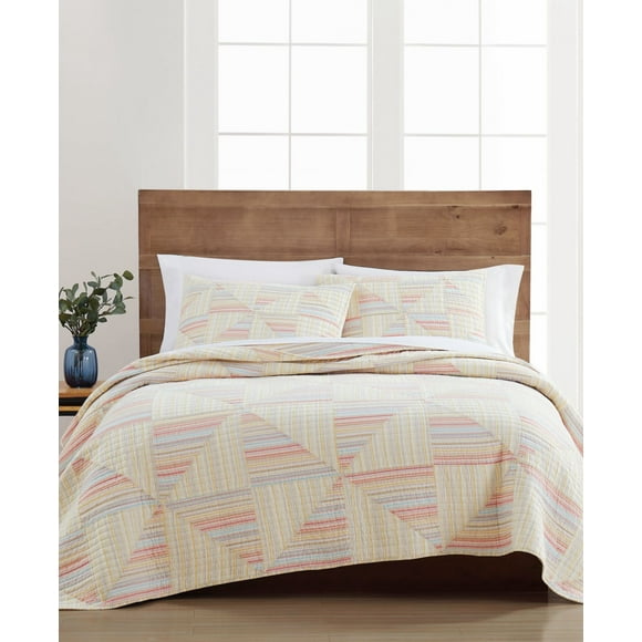 Martha Stewart Collection Flora Fauna Yarn Dye Patchwork Full/Queen Quilt Pink 88"X92"