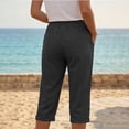 thumbnail image 4 of Casual Pants for Women Women's Fashionable And Casual Summer Elastic High Waisted Solid Color Cotton And Linen Loose Trousers, 4 of 6