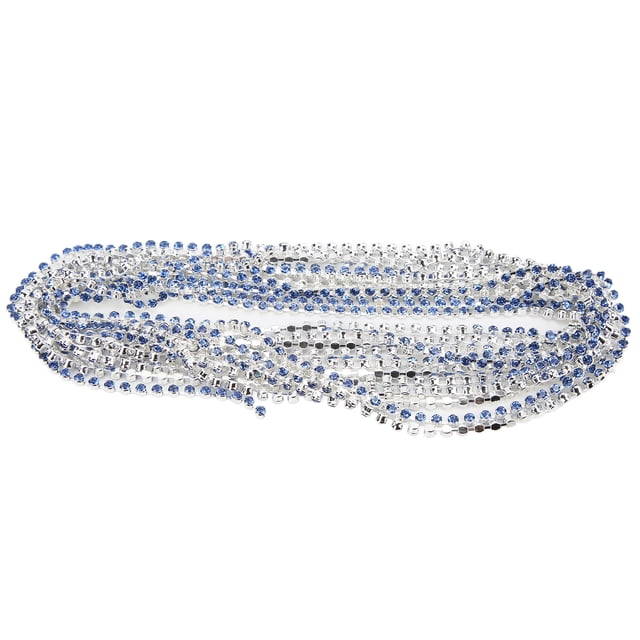 Cadena de diamantes de imitación de 5 yardas, fuerte practicabilidad, cadena de garra de diamantes de imitación redonda colorida brillante para decoración de prendas de bricolaje, azul claro