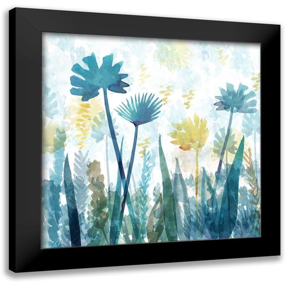 Kouta, Flora 12x12 Black Modern Framed Museum Art Print Titled - Blue Flowers I