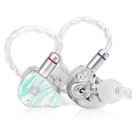 KBEAR KB08 in Ear Earphone 1 DD+1 BA+2 Micro-Planar Magnetic Drivers in Ear Monitor Headphones with Detachable OFC Silver-Plated Cablefor Musician,Singer,Headphone Enthusiasts (Cyan No Mic)