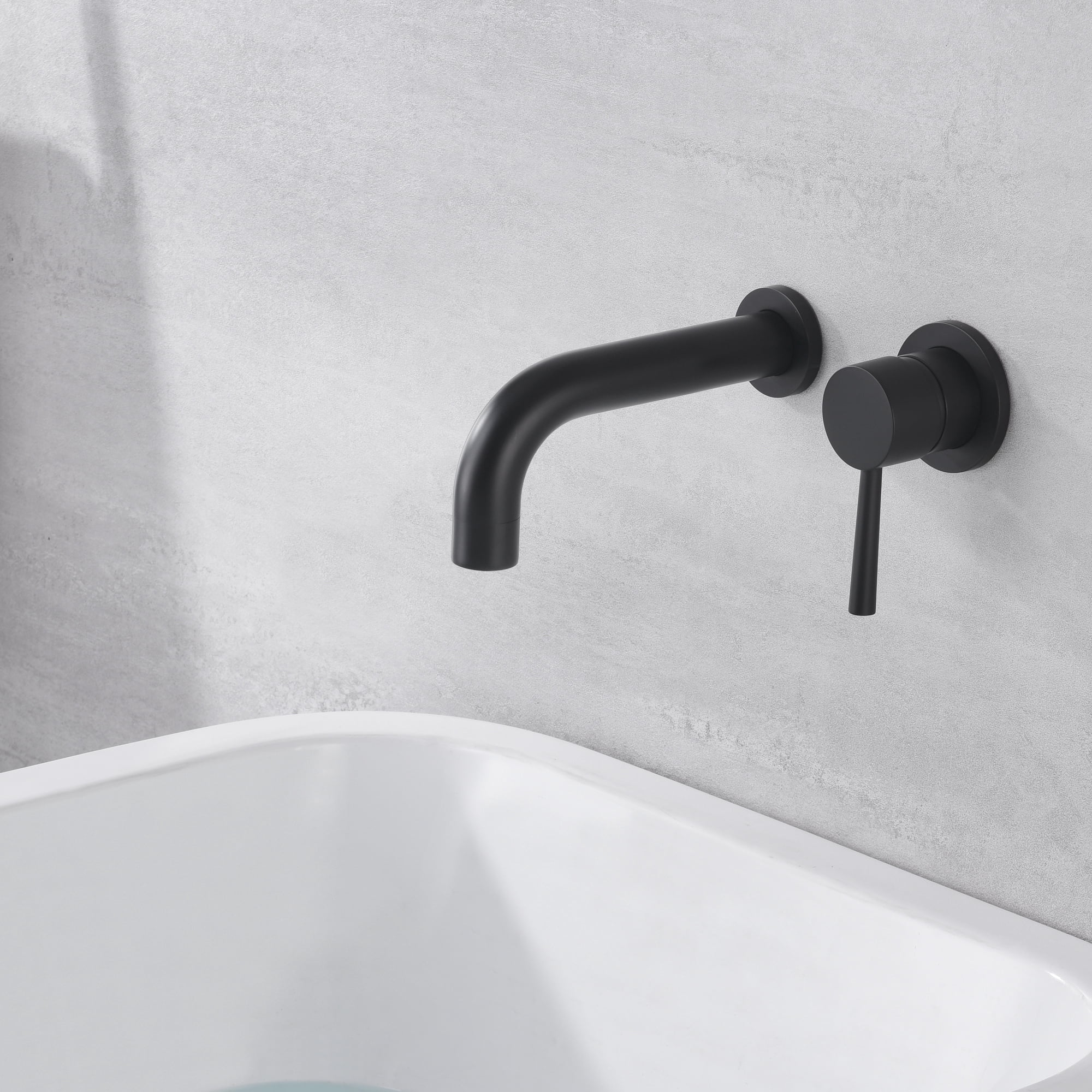 SUMERAIN Matte Black Tub Faucet Set Wall Mount Bathtub Faucet with Valve, Matte Black