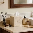 thumbnail image 2 of Natural Travertine Textures Tissue Box Cover Square for Home Decor,Resin Heavy Tissue Box Holder for Bathroom Countertop,Tabletop,Bedside Table,Office (Handmade of Resin), 2 of 8