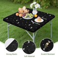 thumbnail image 4 of Black White Cat Moon Star Pattern Square Fitted Tablecloth with Elastic Edge,Square Table Cover,Washable Elastic Table Cover for Home Kitchen Party Decor 36"x36", 4 of 6