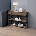 thumbnail image 5 of LINJH Console Table with Drawer, Entryway Table with 3 Tier Storage Shelves, Narrow Long Sofa Table for Entryway, Living Room, Hallway, Couch, Kitchen, Metal Frame，Taupe Wood, 5 of 19