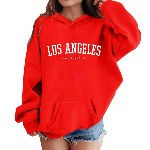 Chandail de Sport pour Filles Préadolescentes, Chandail à Capuche Décontracté avec Poche, Rouge, Taille 11-12 Ans