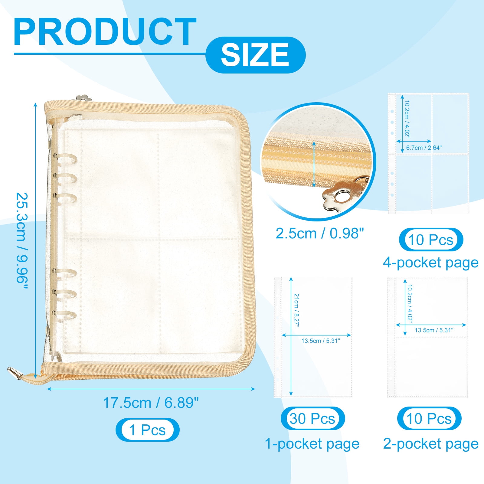 Uxcell Sticker Organizer Binder, Reusable A5 Album with 180 Pocket, Wheat Color