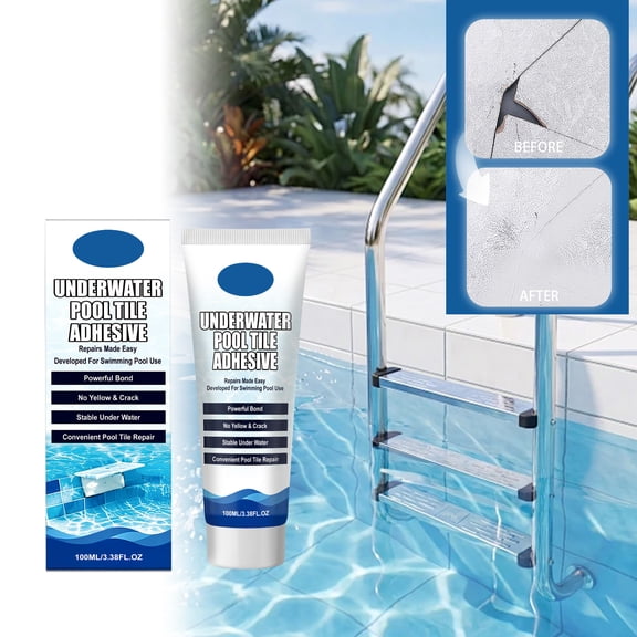 Underwater Pool Tile Adhesive 3.38fl oz, Waterproof Professional Strength Setting Paste for Ceramic Mosaic Stone