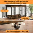 thumbnail image 5 of 48 inch Dog Cage Furniture for Extra Large Dog, Double-Doors Heavy Duty Dog Crate with 360° Caster Wheels, Dog Kennel Indoor Decorative Pet House Dog Cage Table, Brown, 5 of 9