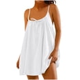 thumbnail image 4 of Sentmoon Longues Robes Maxi pour Femmes Fête Sans Manches Col Rond Robes d'Été Couleur Unie Coupe Régulière Bretelles Spaghetti Robes pour Femmes Confortables pour l'Été et Temps Chaud Blanc P, 4 of 5