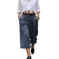 thumbnail image 2 of MLCDZ Women's Capri Palazzo Pants High Waist Wide Leg Baggy Lightweight Summer Beach Golf Camping Trendy Chino Cropped Trouser with Multiple Pockets, 2 of 10