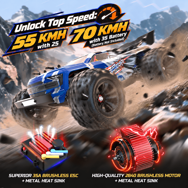 Deerc H16E Brushless RC Monster Truck, 70kph 4x4 photo 2
