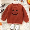 thumbnail image 2 of UngA Toddler Halloween Costume Baby Halloween Sweater Pumpkin Embroidery Crewneck Knit Sweatshirt Pullover Tops Toddler Boy Girl Fall Winter Clothes Orange,18-24 Months, 2 of 7