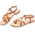 thumbnail image 2 of Ataiwee Women's Flat Slide Sandals - Casual Multiple Straps Criss Cross Thong Flat Summer Shoes., 2 of 7