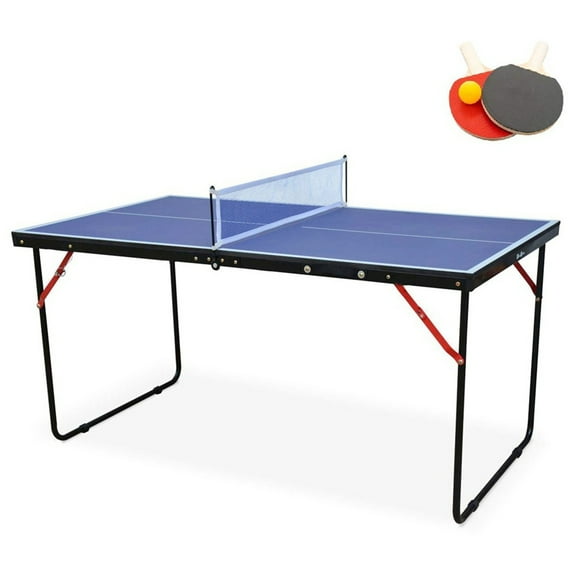 KL KLB Sport Midsize Compact Table Tennis Table with Ping Pong Net Set, Foldable & Portable for Indoor Outdoor Game,3 Balls