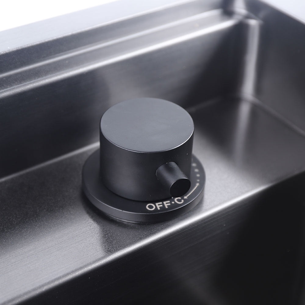 Under-Mount Hidden Kitchen Sink Set, Stainless Steel 9" Deep Single Bowl Sink with Faucet & Drain Brushed Black
