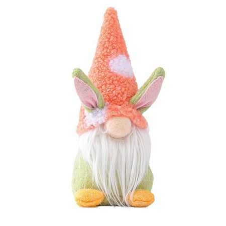 Easter Bunny Gnome Ornament Super Cute Faceless Doll Creative Festival Decor Home Living Room Bedroom Easter Faceless Doll Cute Plush Bunny Toy Personalized Desktop Ornament Not Easy to Fade Pink