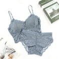 thumbnail image 3 of ATOYSOY Plus Size Underwear Sets Padded Everyday Bra Wireless Underpants Briefs Breathable Push Up Underwear Workout Thin Lightly Girls Teens Floral Lace Comfy Bra Blue, 3 of 3