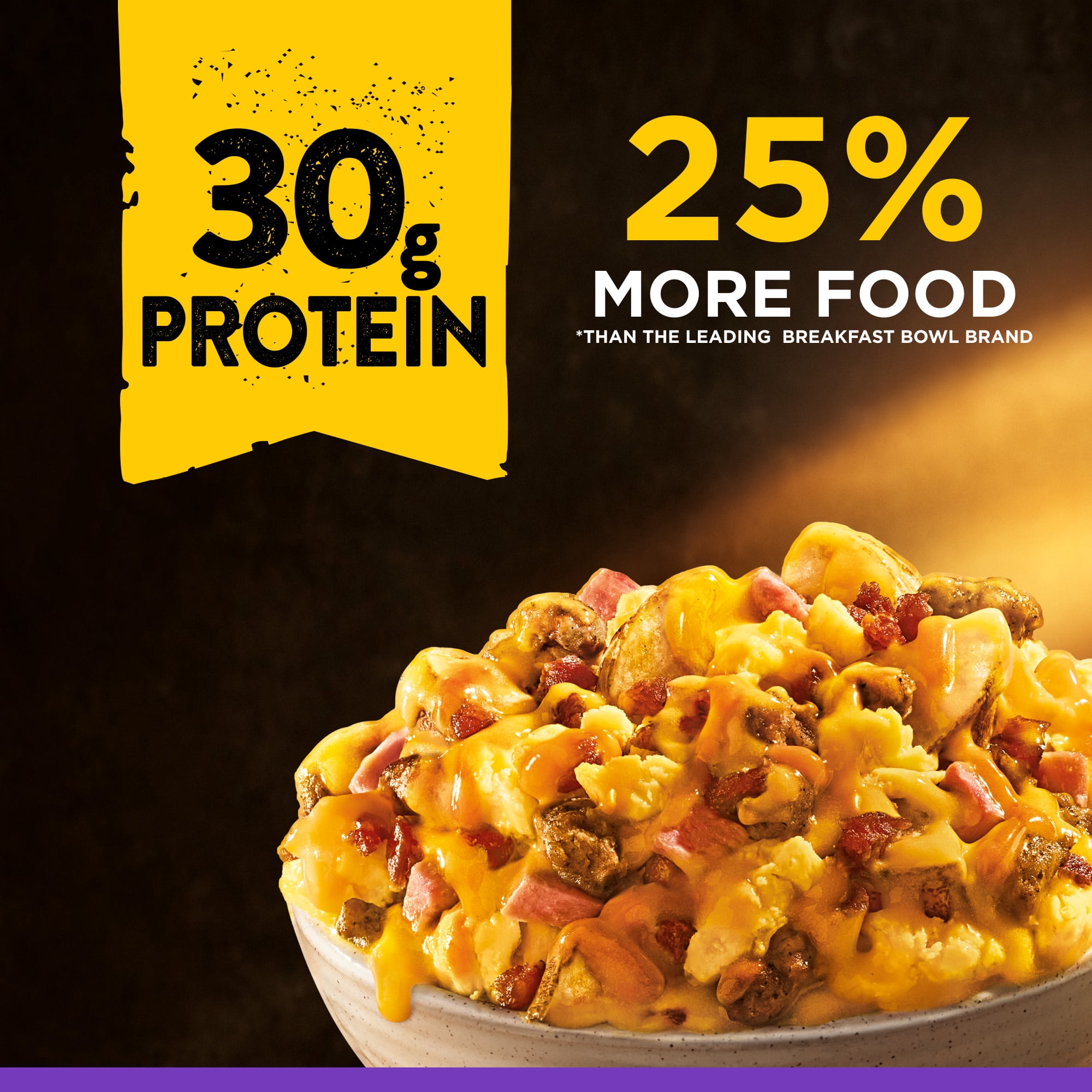 Banquet MEGA Breakfast Bowl Meat Lovers, 30g Protein, Frozen Breakfast Bowl, 9 oz. Bowl