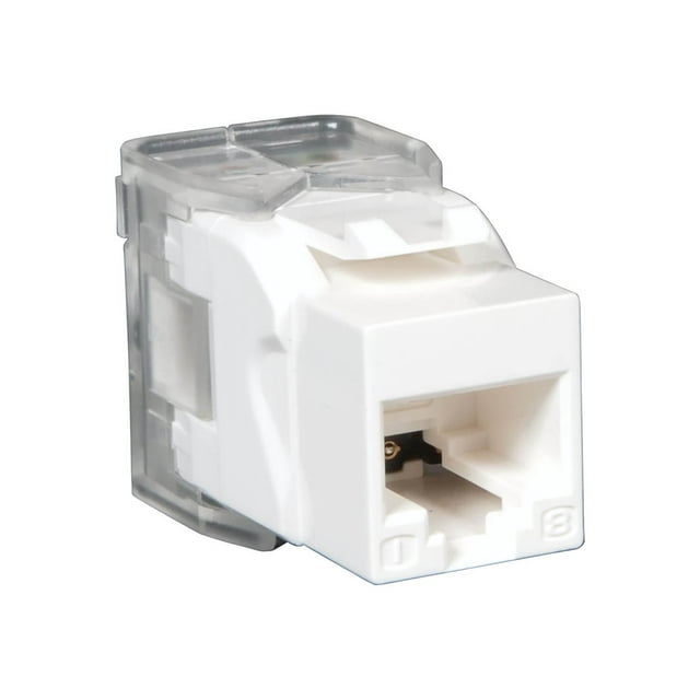 Eaton Tripp Lite Series Cat6 / Cat5e Keystone Jack, 180-Degree Toolless - RJ-45, Cat5e Cat6 UTP - 110 IDC RJ45 WHITE TAA/GSA - insert Modulaire - RJ-45 - Blanc