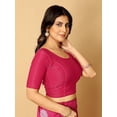 thumbnail image 2 of Cardinal Pink Round Neck Dobby Cotton Lycra Stretchable Elbow Sleeve Readymade Saree Blouse Stylish Fit, 2 of 4